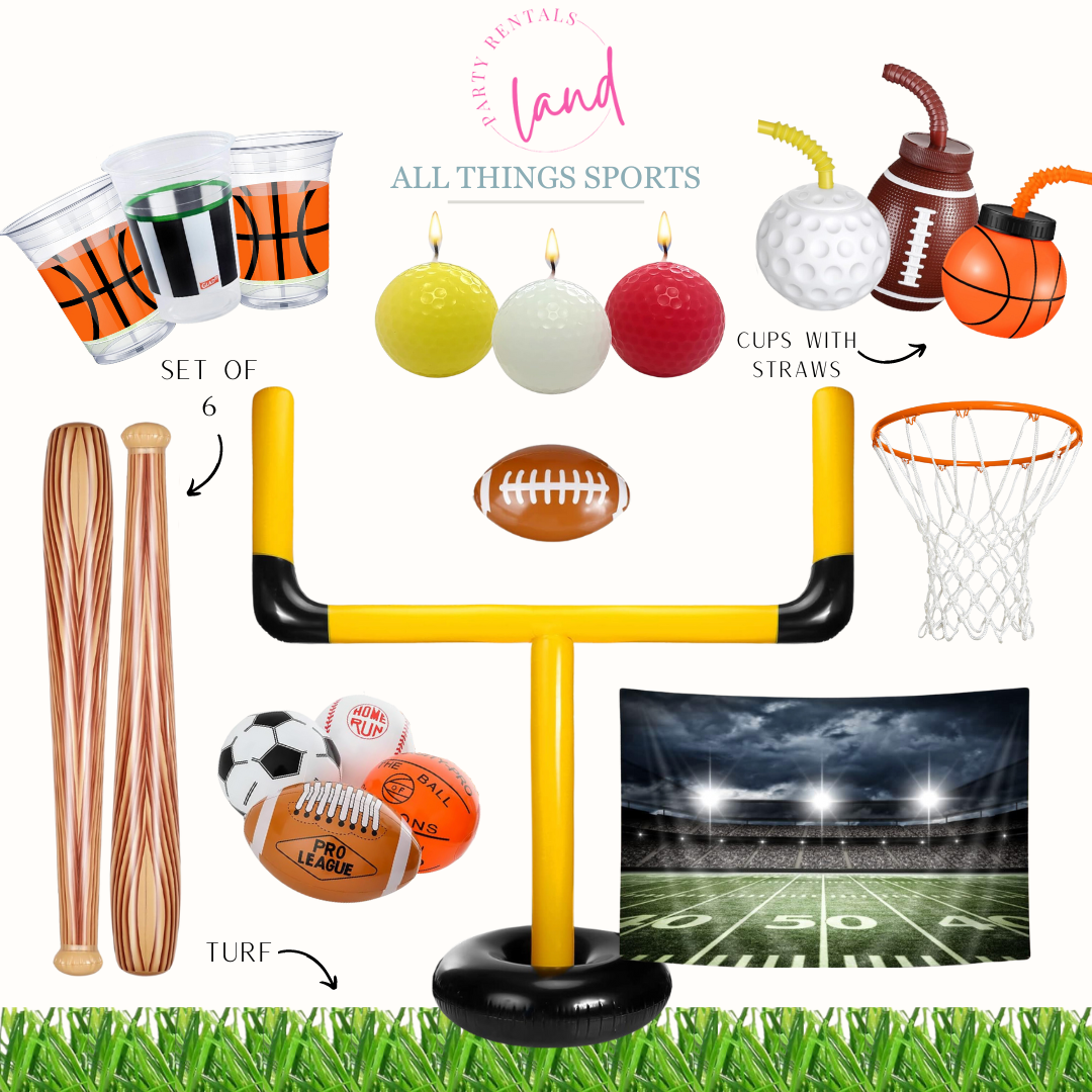 All things sports party collage