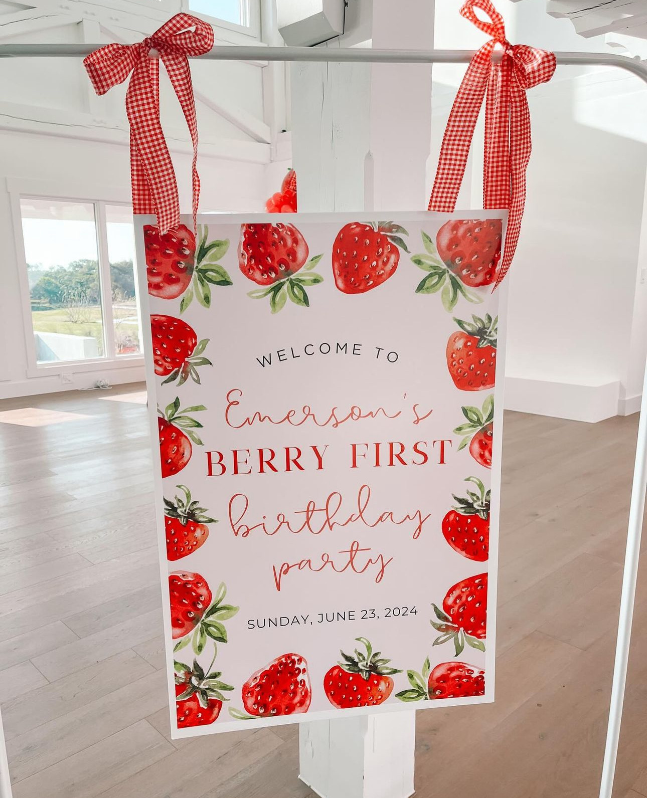 Sign for Berry first birthday party