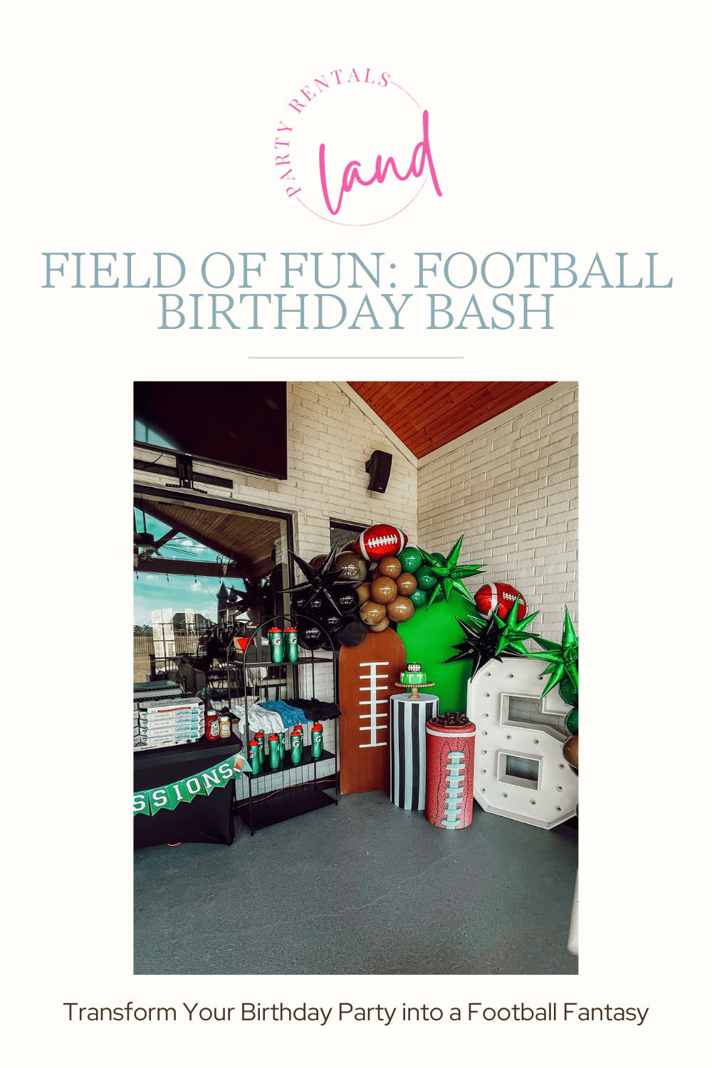 game on: football birthday bash, transform your birthday party into a football fantasy, pin graphic