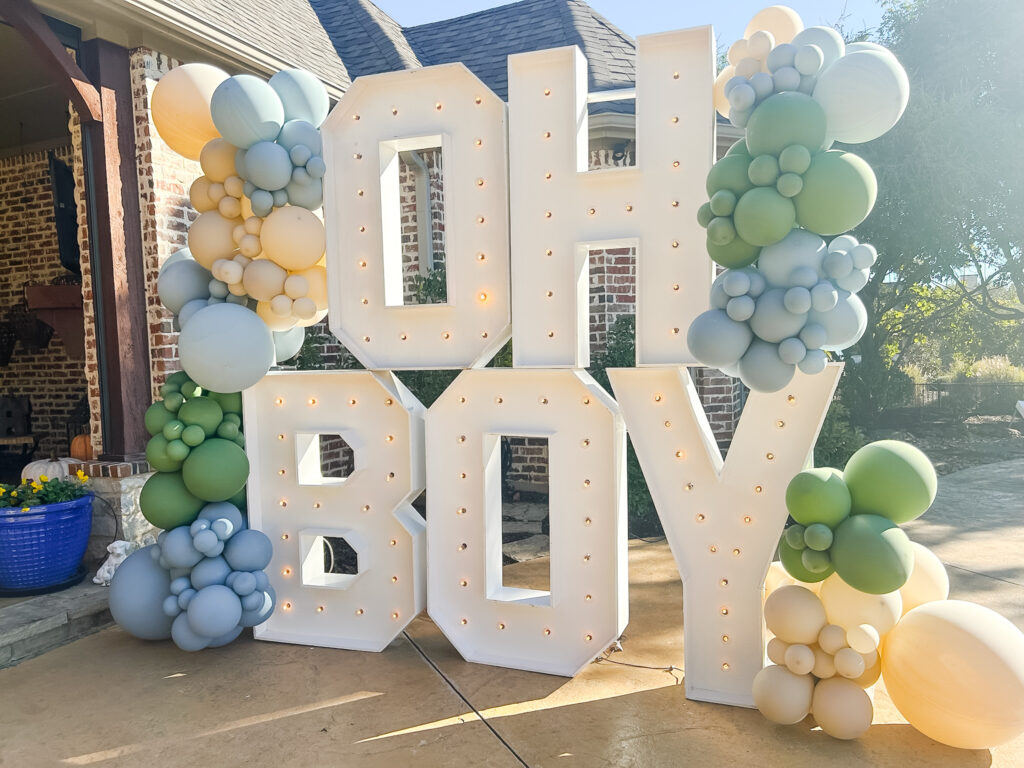 baby shower, baby boy, boy shower, duck shower, duck party, event design, marquee letters, balloon garland, party backdrop